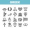 Greek Country Nation Cultural Icons Set Vector