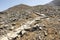 Greek Crete mountain range with highest mountain Ida Psiloritis, very dry hard terrain with sharp rocks and stones, natura park