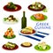 Greek cuisine healthy food cartoon icon design