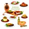 Greek cuisine healthy lunch dishes cartoon icon