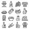 Greek cuisine icons set, outline style