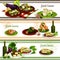 Greek cuisine national dishes, menu banner set