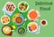 Greek cuisine soup and salad lunch dishes icon