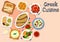 Greek cuisine tasty lunch dishes icon