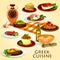 Greek cuisine traditional dinner cartoon icon