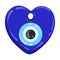 Greek evil eye amulet. Turkish blue heart shaped nazar bead. Symbol of luck and energy. Vector magic talisman isolated