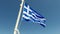 Greek flag waving in slow motion on a greek ship ,