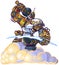 Greek God Robot Forging Lighting Bolt on a Cloud