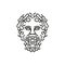 Greek god Zeus Line Art Logo. Ancient Greek God Sculpture Philosopher. Face Zeus Triton Neptune Logo Design