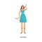 Greek Goddess Artemis with bow and arrows, flat vector illustration isolated.