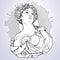 Greek Goddess. Victorian cameo. Great for coloring book. Vetor illustration in line style isolated.