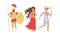 Greek Gods and Goddess with Ares Holding Spear and Hermes Vector Set