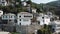 Greek houses on the hillside, aerial view