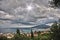 Greek island with cloudy sky