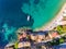 Greek Island Kefalonia Assos Village aerial view panorama