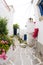 Greek island street scene and classic architecture