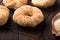 Greek koulouri or Turkish bagels called Simit in stack. Traditional street food, crispy sesame bread ring bagels