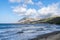 Greek landscape with ocean, mountains