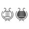 Greek lyre instrument line and glyph icon. Ancient lira instrument vector illustration isolated on white. Musical