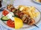 Greek meal pork souvlaki