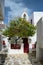 Greek Mykonos street on Mykonos island, Greece