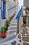 Greek Mykonos street on Mykonos island, Greece