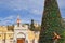 Greek Orthodox Church of the Annunciation and Christmas tree in Nazareth, Israel