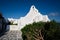 Greek Orthodox Church of Panagia Paraportiani in town of Chora on Mykonos island