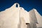 Greek Orthodox Church of Panagia Paraportiani in town of Chora on Mykonos island