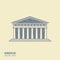 Greek parthenon icon in flat style with scuffing effect