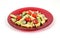 Greek Pasta Salad Red Plate