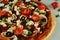 Greek Pizza with Tomatoes, Olives and Feta