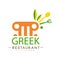 Greek restaurant logo design, authentic traditional continental food label vector Illustration i on a white background