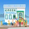 Greek Restaurant, People in Cafe, Greece Vector