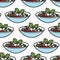 Greek salad dish seamless pattern Greece cuisine