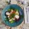 Greek salad with giant olives and provencal herbs