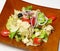 Greek salad tomatoes, cucumbers, salad mix, cheese Fitaki, onion, black olives, Greek sauce