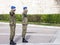 Greek solider saluting the Greek presidential guard, in front of the Greek parliament on Syntagma square.