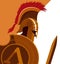 Greek Spartan Warrior or Trojan Soldier holding shield and sword