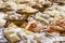 Greek spices with price tags closeup on market table