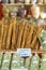 Greek spices with price tags closeup on market table