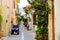 Greek street with Quad Bike and scooter, Crete