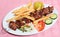 Greek taverna lamb souvlaki kebab