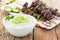 Greek Tzatziki dip with chicken heart kebabs