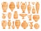 Greek vases. Ancient decorative pots isolated on white, vector old antique clay greece pottery ceramic bowls