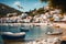 Greek village by the sea. Photorealistic image.