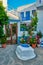 Greek village typical view with whitewashed houses and stairs. Plaka town, Milos island, Greece