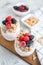 Greek Yogurt with Homemade Granola, Berries, Raspberries and Blackberries Healthy Breakfast