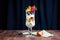 greek yogurt parfait assembled in a tall wine glass for an elegant dessert