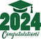 Green 2024 Congratulations with Graduation Cap Stacked Graphic